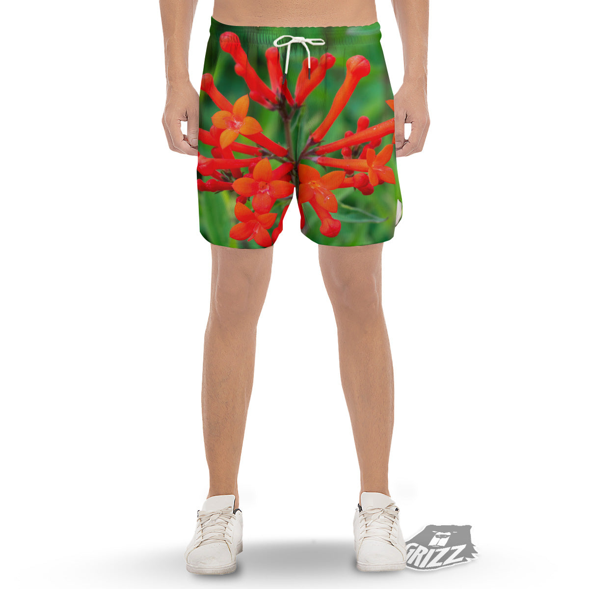 Plant Bouvardia Print Men's Gym Shorts-grizzshop
