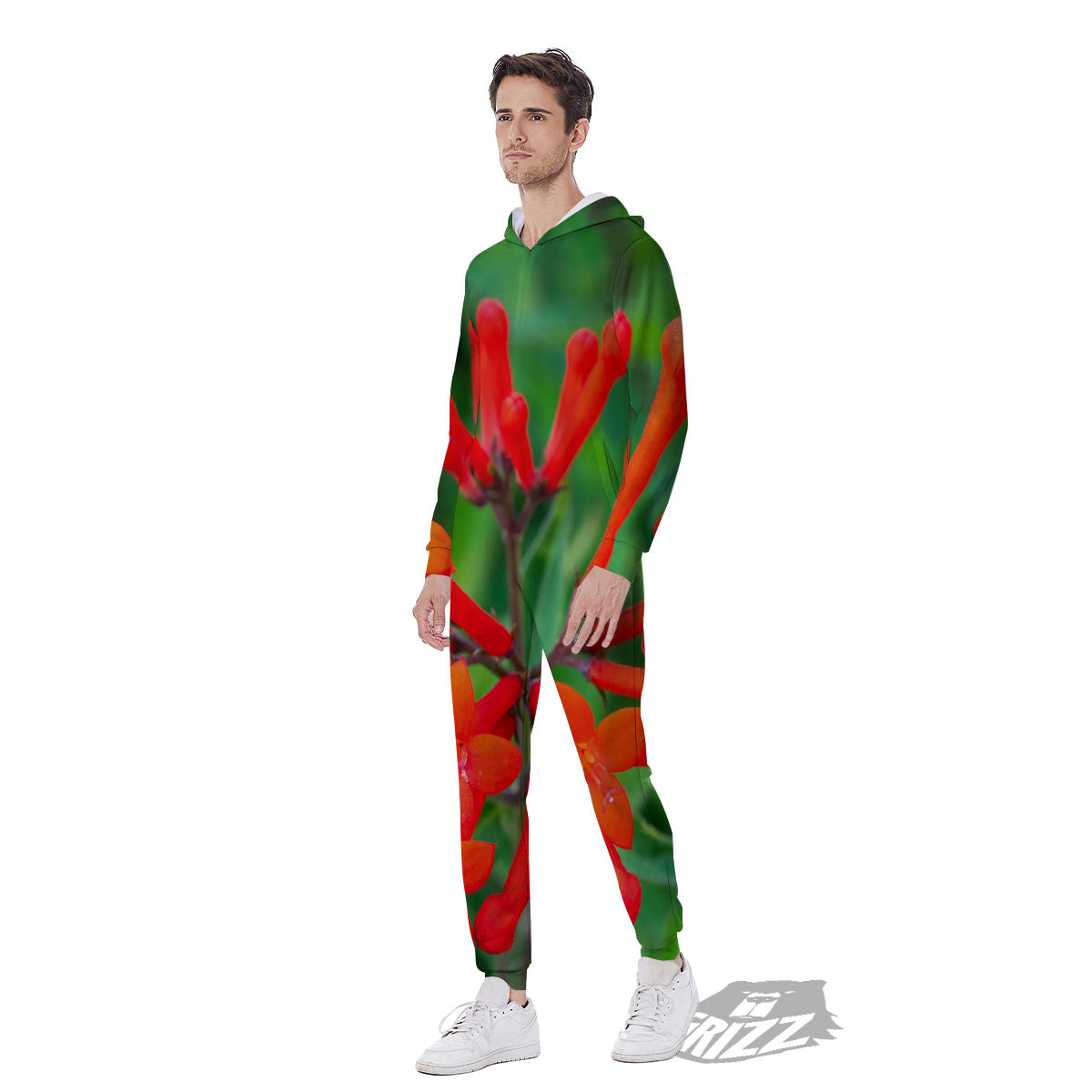Plant Bouvardia Print Men's Jumpsuit-grizzshop