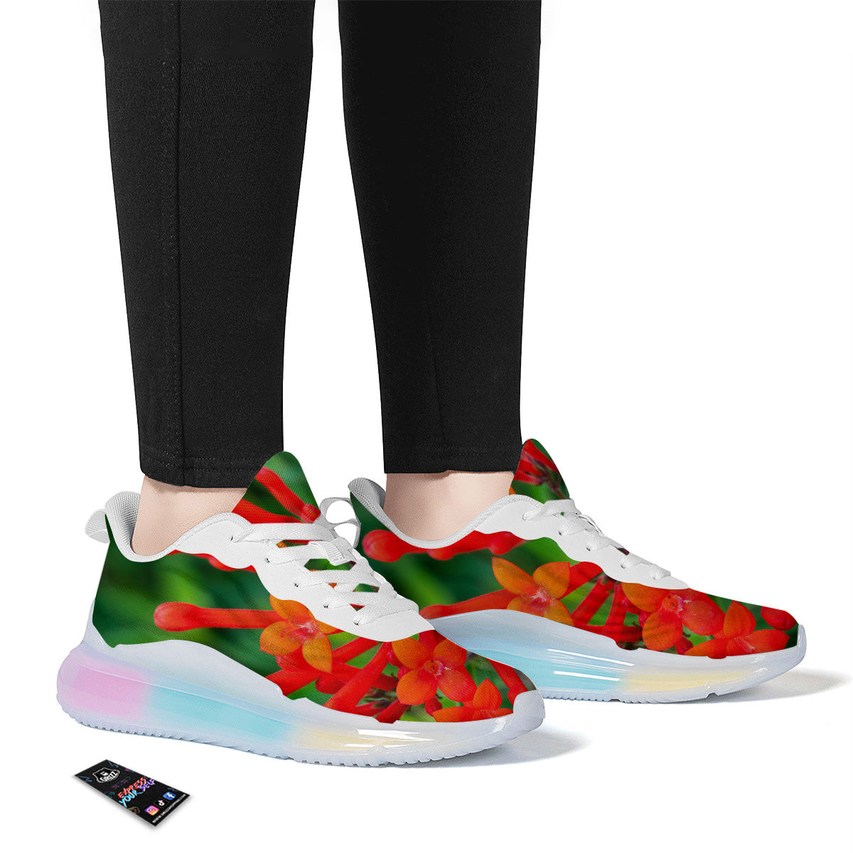Plant Bouvardia Print Running Sneakers-grizzshop