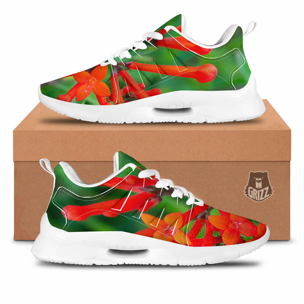 Plant Bouvardia Print Tennis Shoes-grizzshop