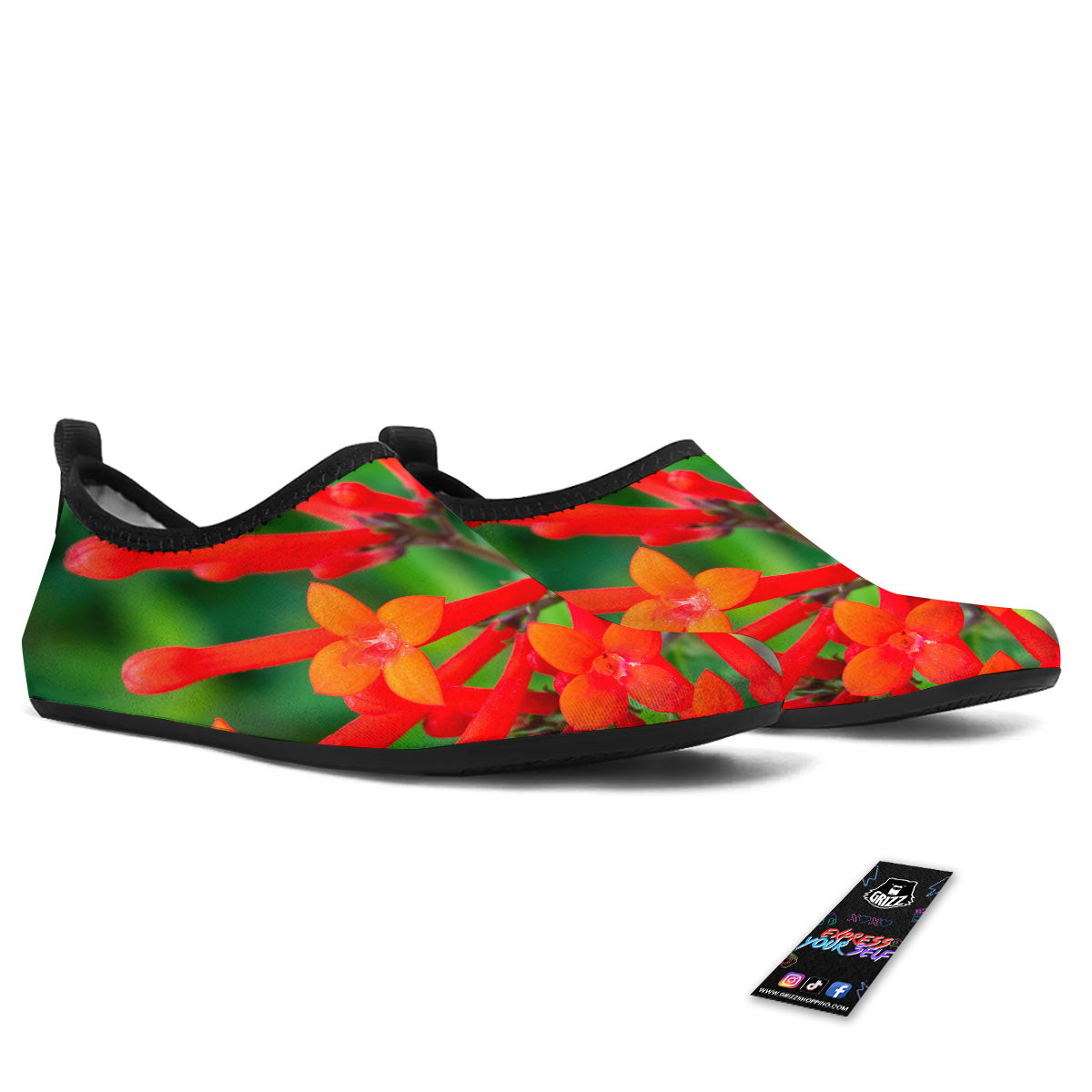 Plant Bouvardia Print Water Shoes-grizzshop