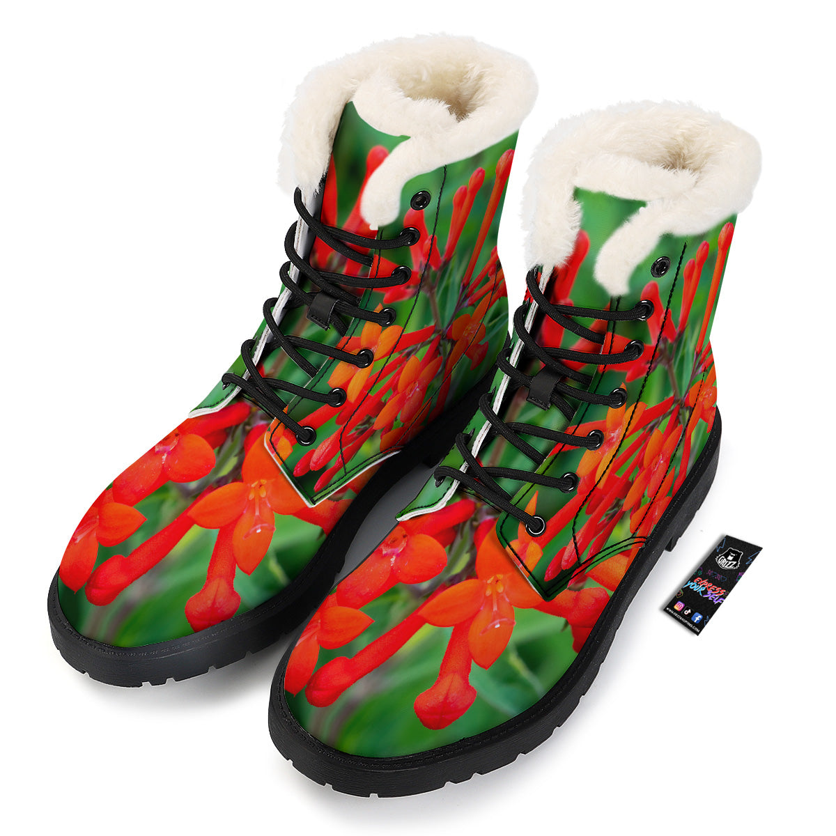 Plant Bouvardia Print Winter Boots-grizzshop