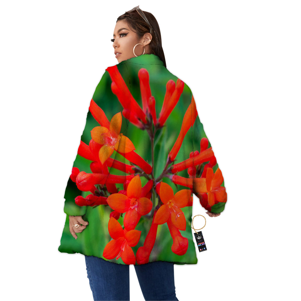 Plant Bouvardia Print Women's Sherpa Jacket-grizzshop