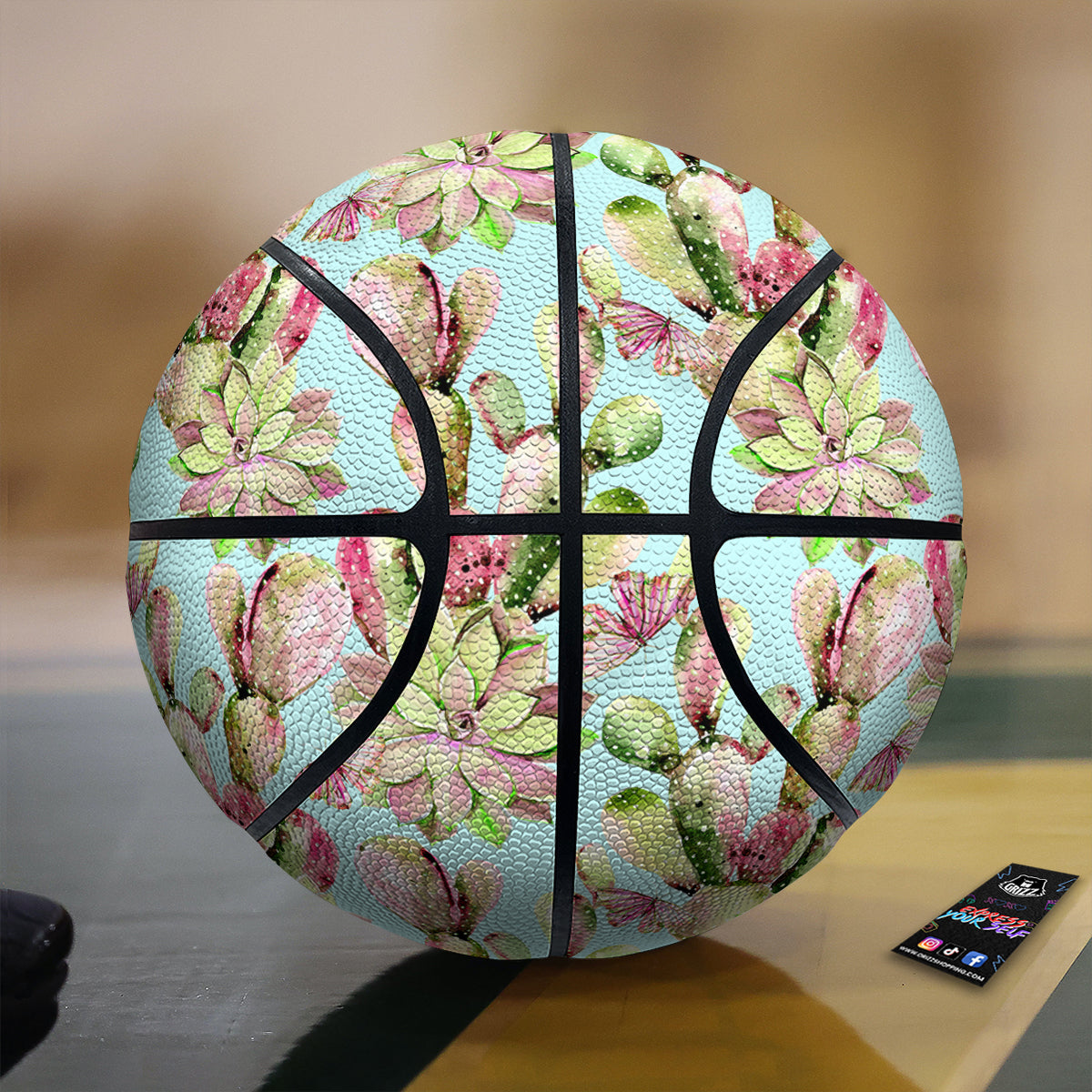 Plant Cactus Watercolor Print Pattern Basketball