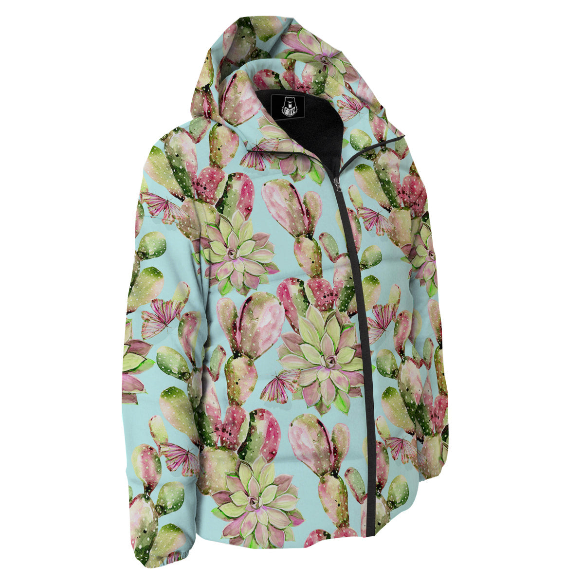 Plant Cactus Watercolor Print Pattern Down Jacket-grizzshop