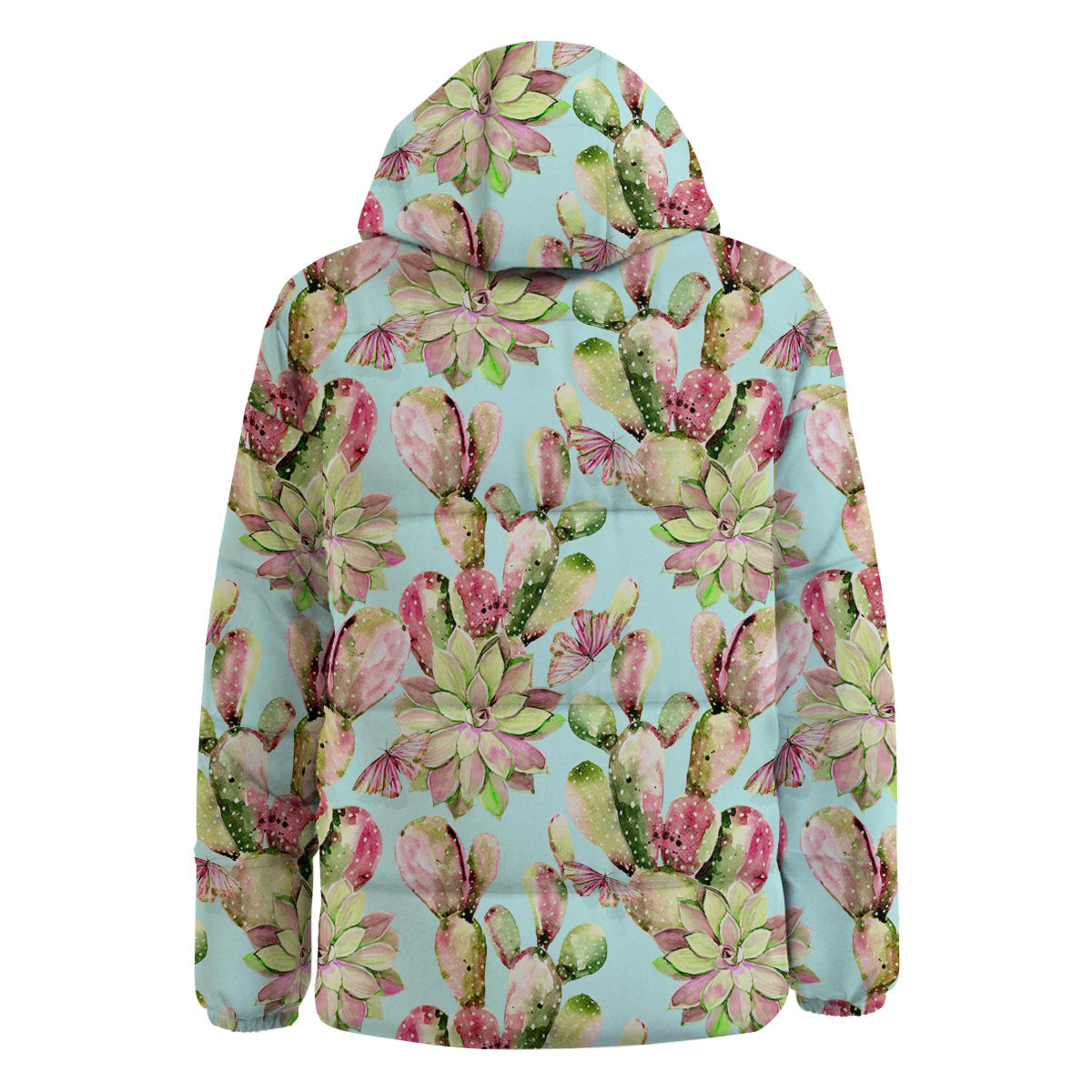Plant Cactus Watercolor Print Pattern Down Jacket-grizzshop