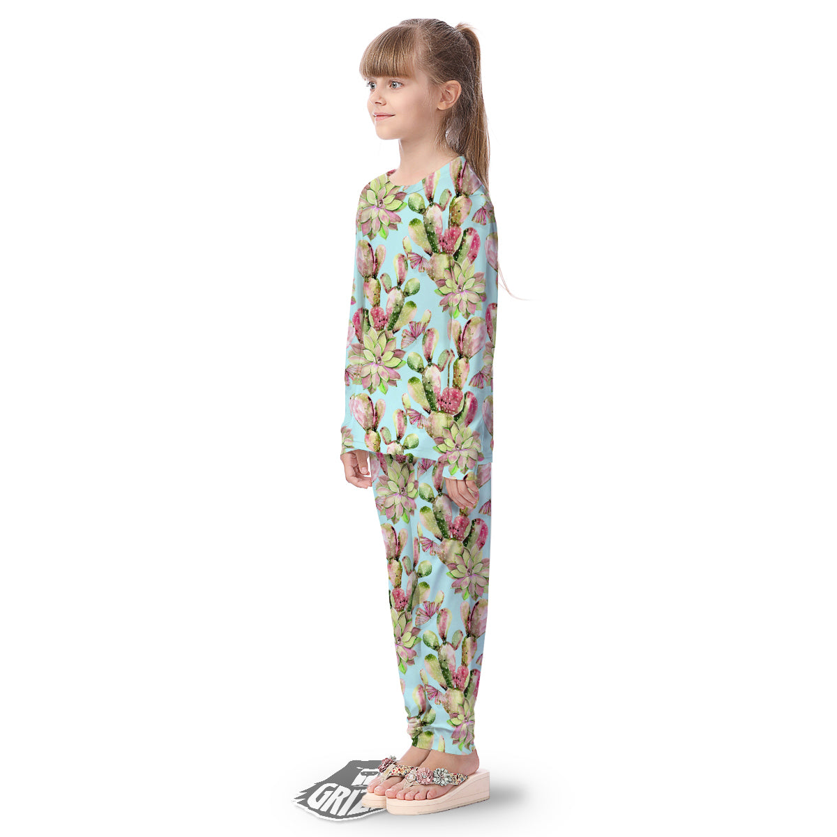Plant Cactus Watercolor Print Pattern Kid's Pajamas-grizzshop