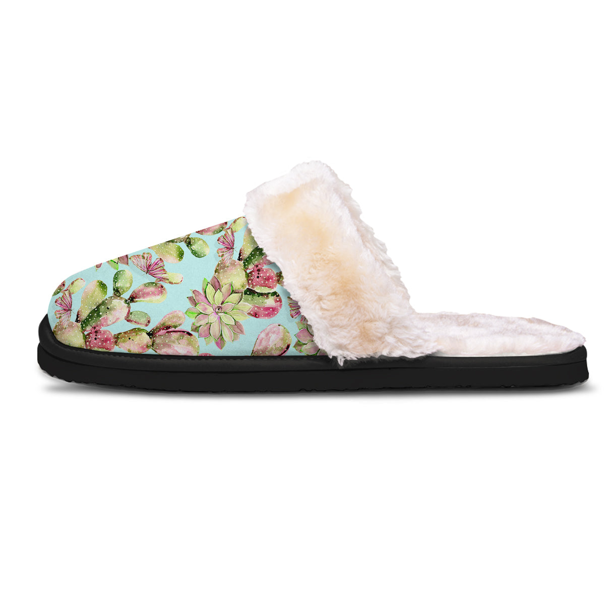 Plant Cactus Watercolor Print Pattern Slippers-grizzshop