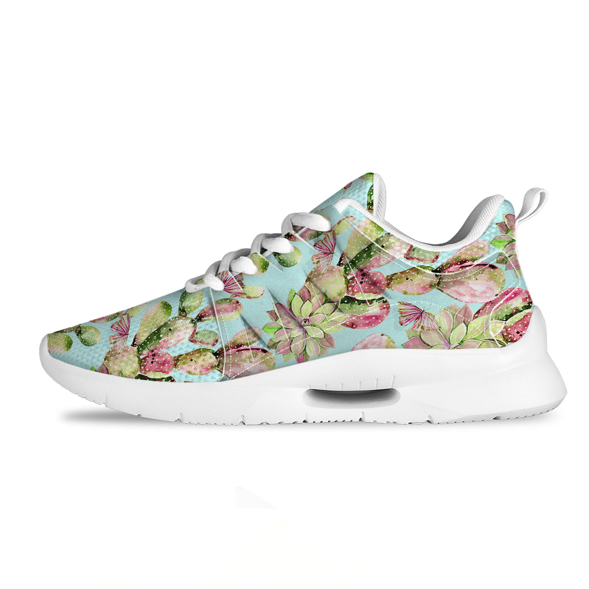 Plant Cactus Watercolor Print Pattern Tennis Shoes-grizzshop