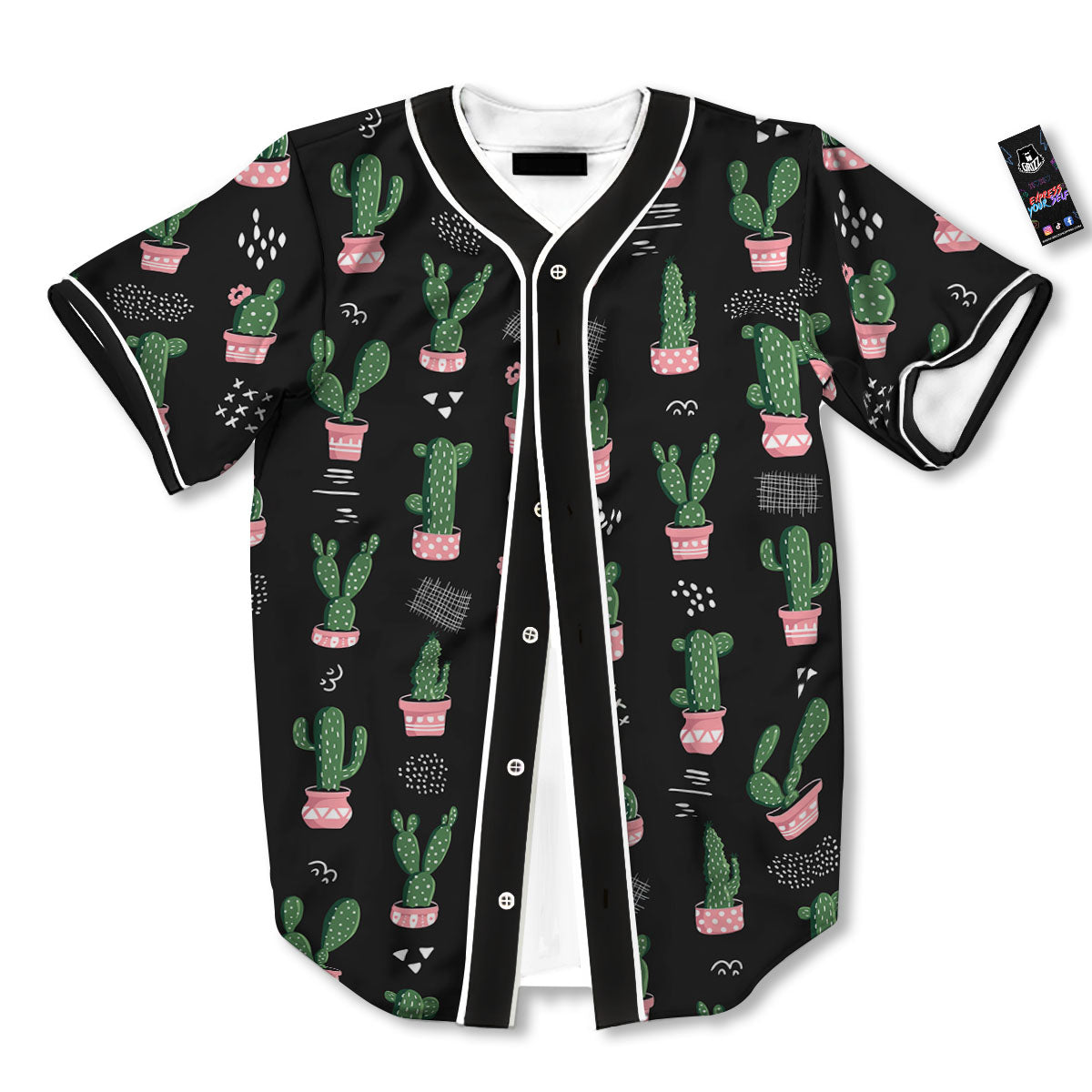 Plant Cute Cactus Print Pattern Baseball Jersey-grizzshop