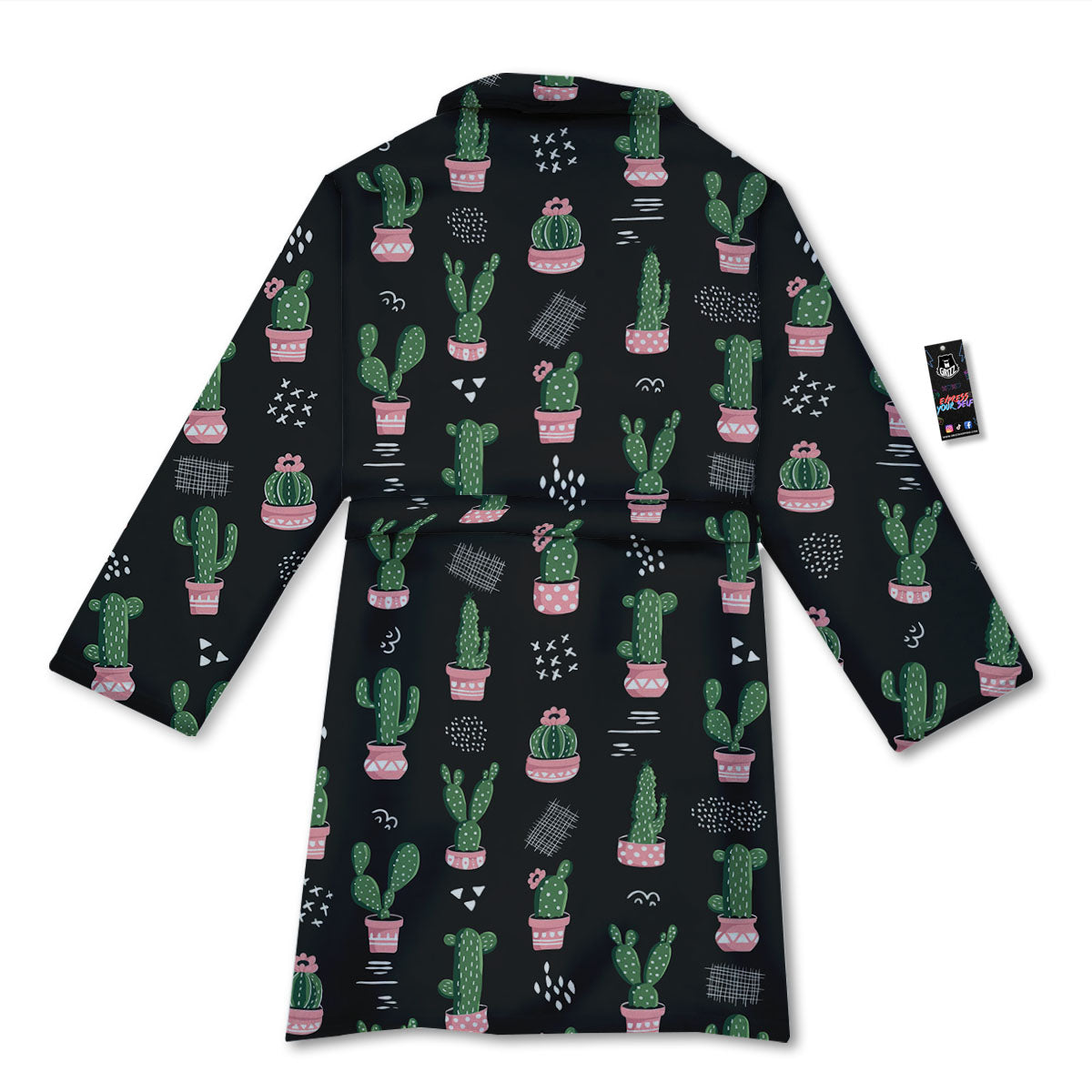 Plant Cute Cactus Print Pattern Bathrobe-grizzshop