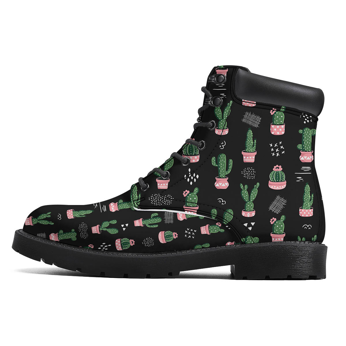 Plant Cute Cactus Print Pattern Boots-grizzshop