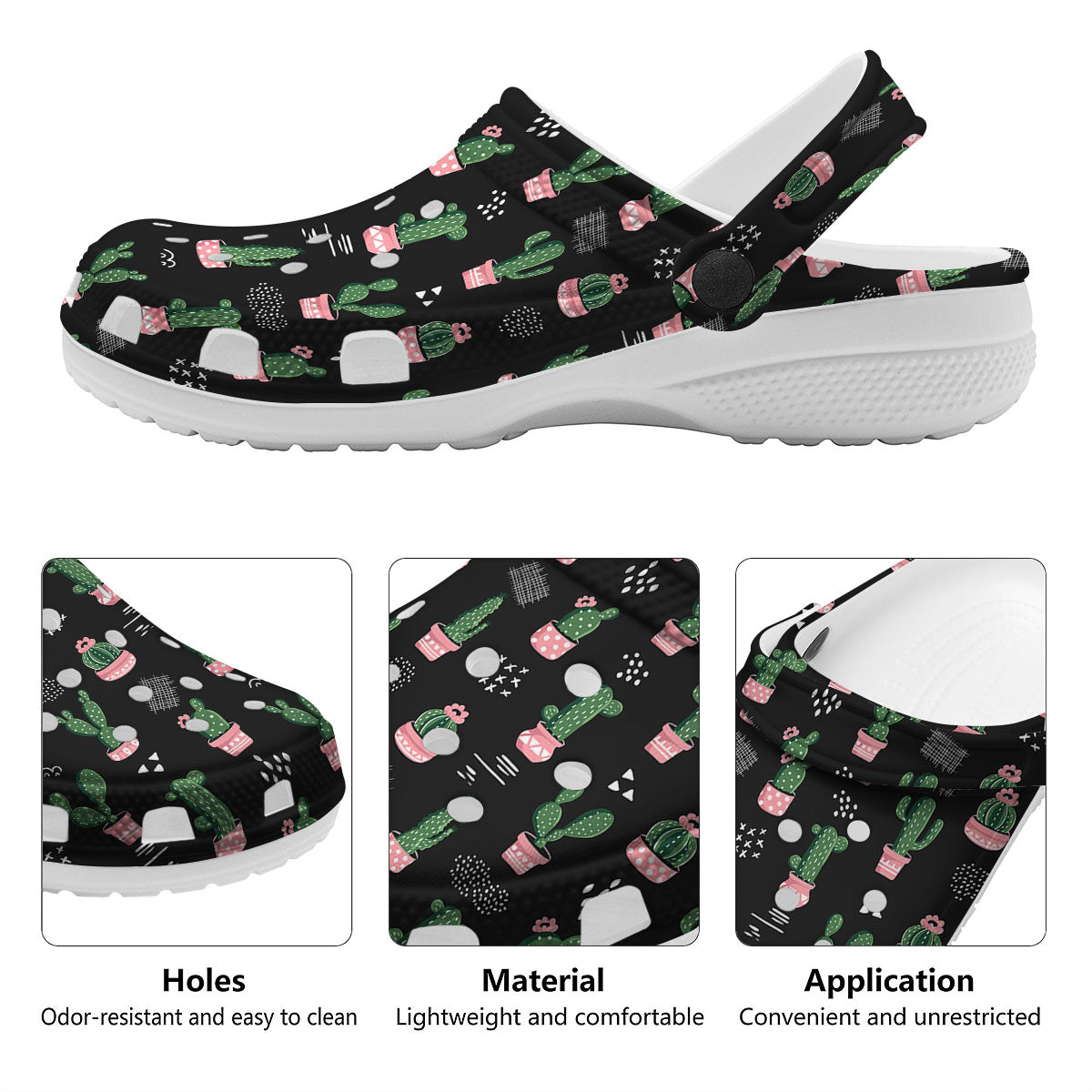 Plant Cute Cactus Print Pattern Clog-grizzshop