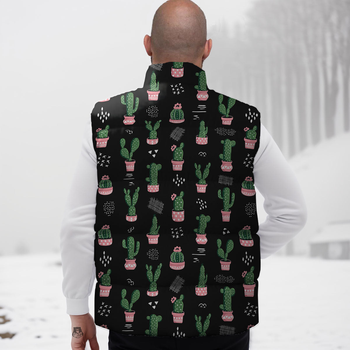 Plant Cute Cactus Print Pattern Down Vest