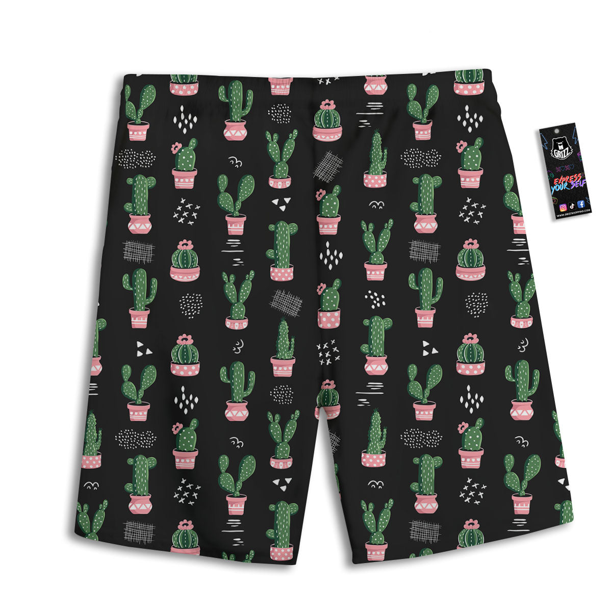 Plant Cute Cactus Print Pattern Men's Athletic Shorts