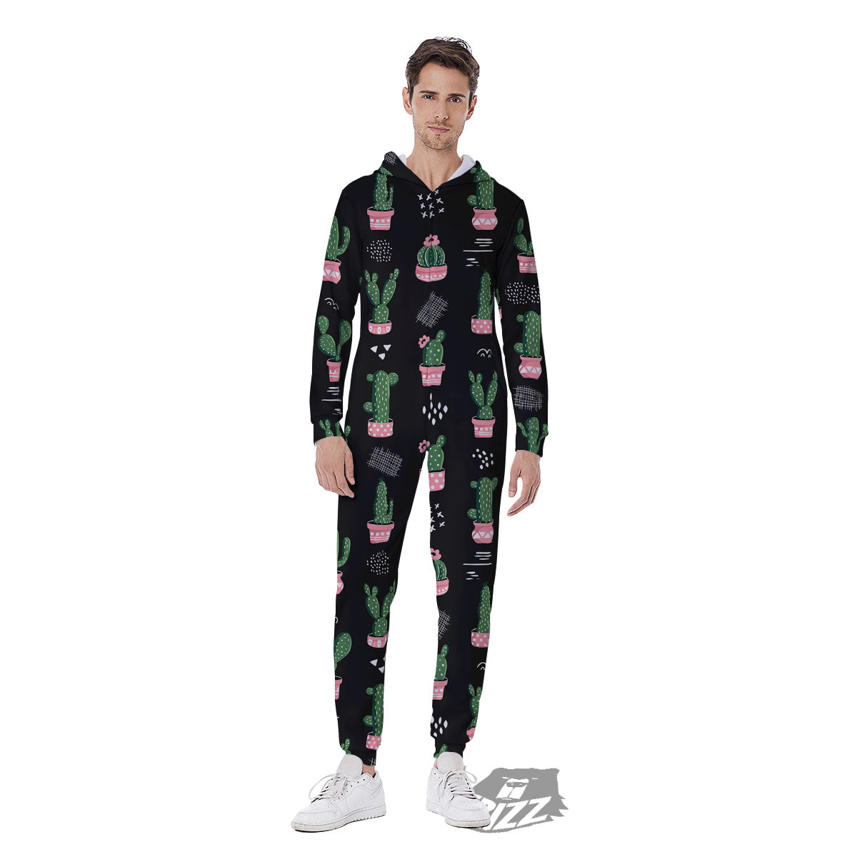 Plant Cute Cactus Print Pattern Men's Jumpsuit-grizzshop