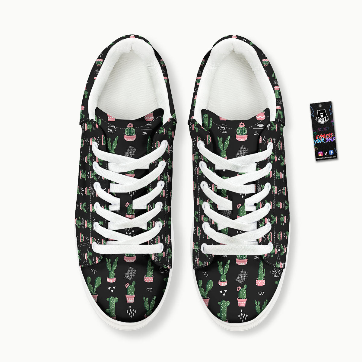 Plant Cute Cactus Print Pattern Platform Shoes-grizzshop