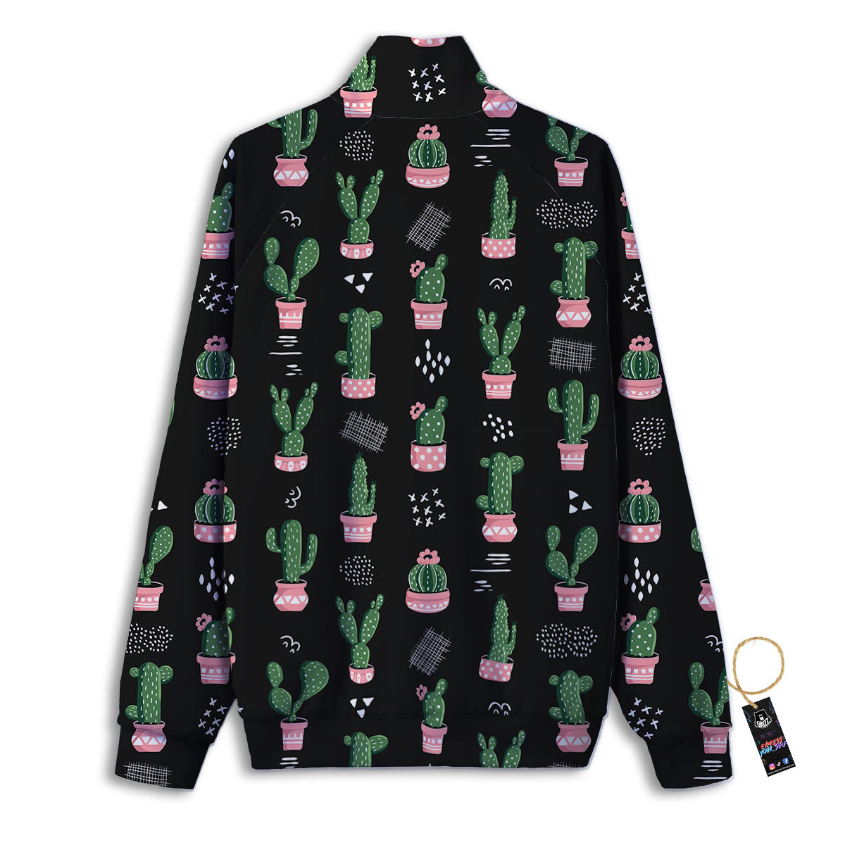 Plant Cute Cactus Print Pattern Track Jacket-grizzshop