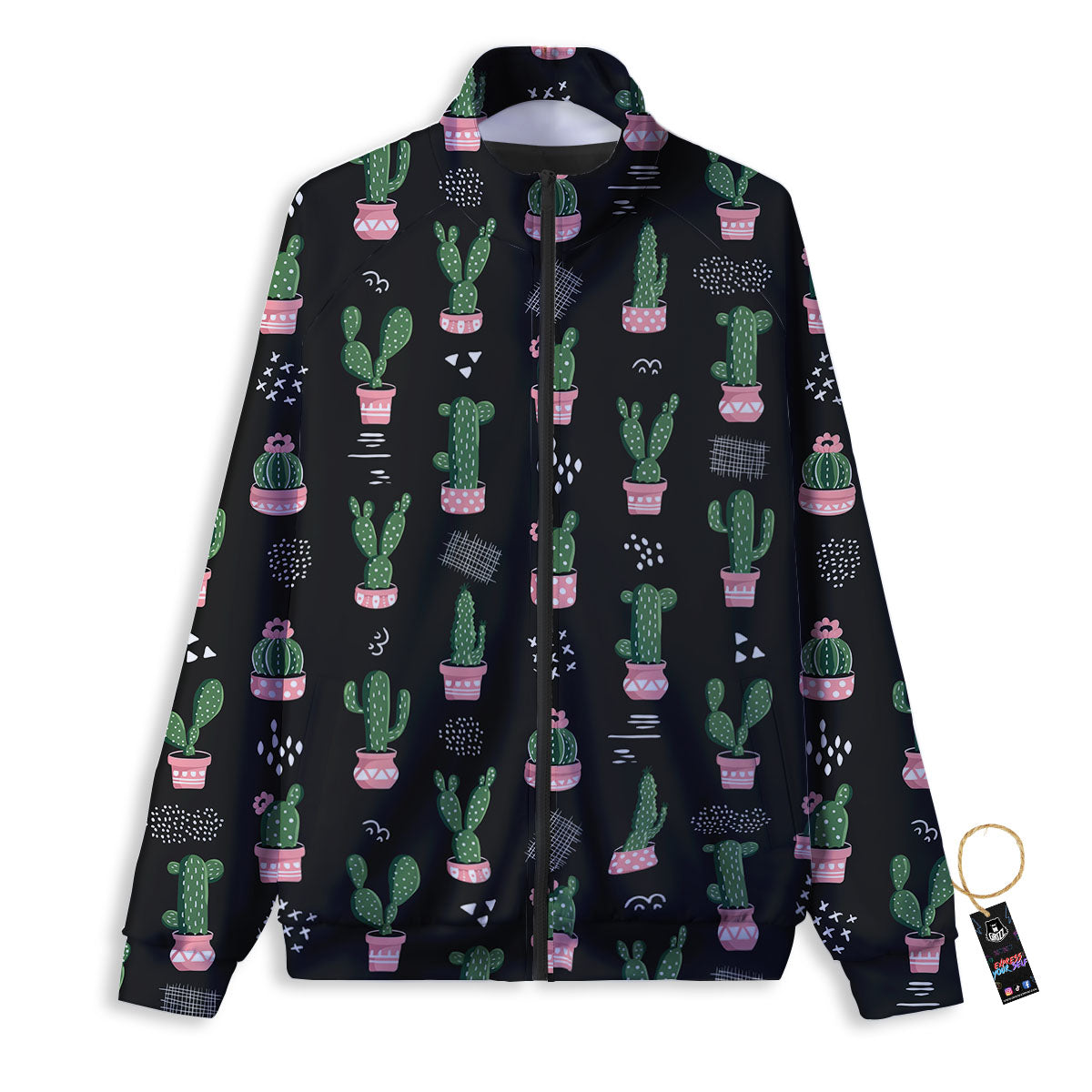 Plant Cute Cactus Print Pattern Track Jacket-grizzshop