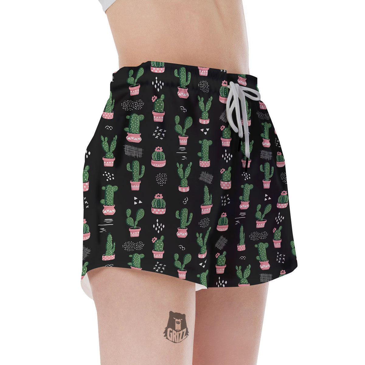 Plant Cute Cactus Print Pattern Women's Shorts-grizzshop
