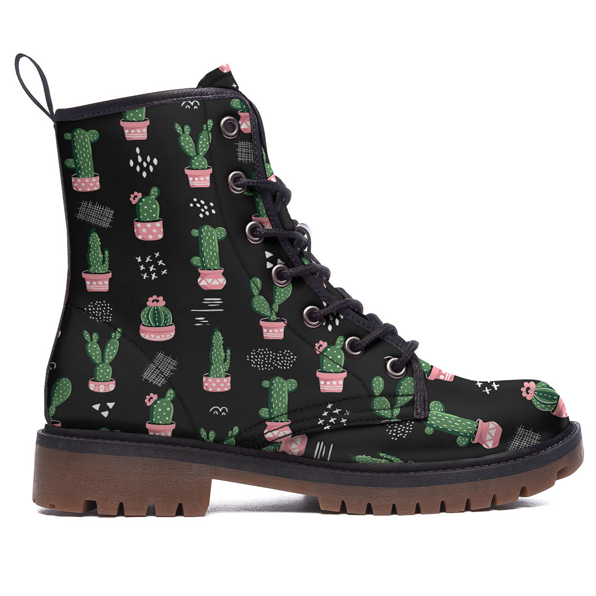 Plant Cute Cactus Print Pattern Work Boots-grizzshop