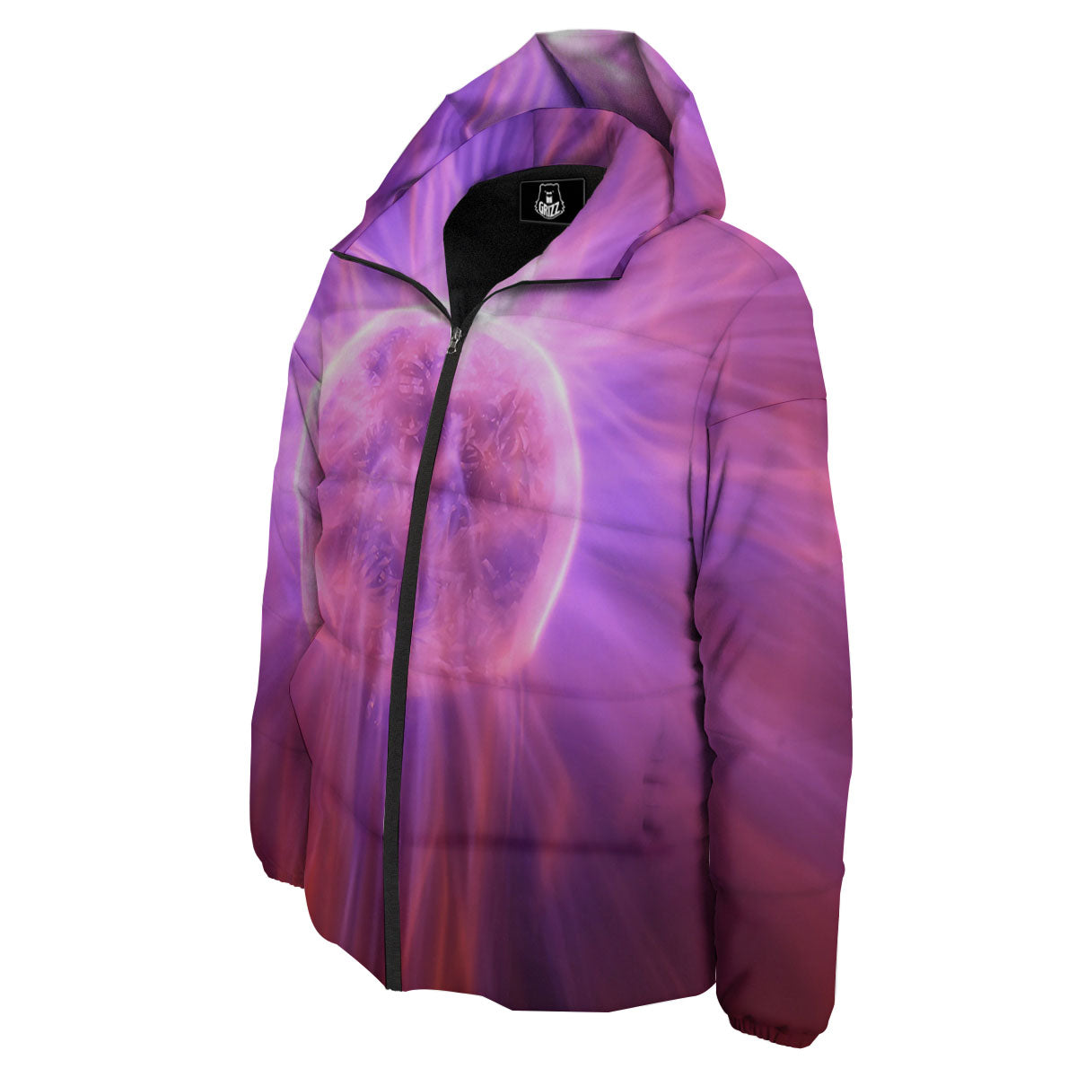 Plasma Ball Purple Print Down Jacket-grizzshop