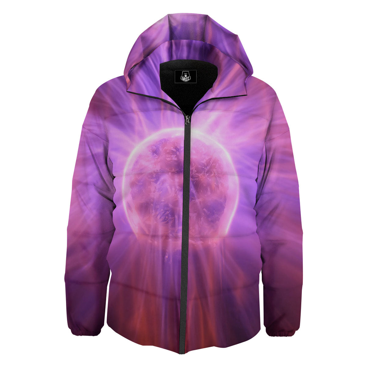 Plasma Ball Purple Print Down Jacket-grizzshop