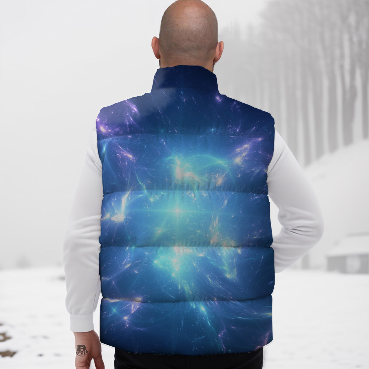 Plasma Blue Print Down Vest-grizzshop