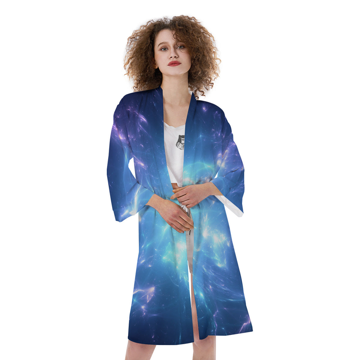 Plasma Blue Print Kimono-grizzshop