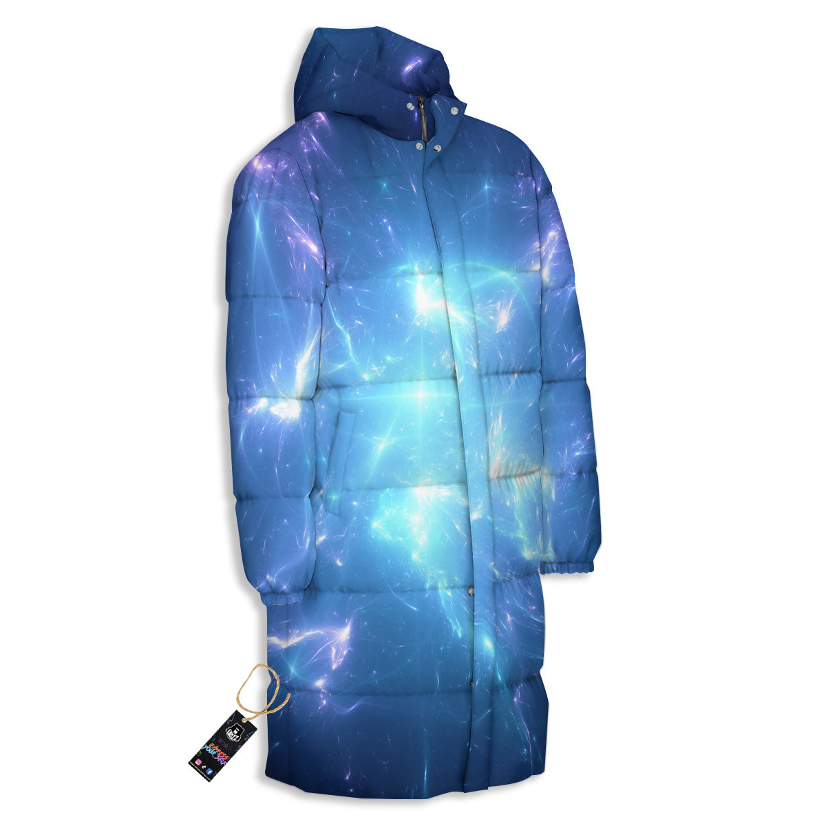 Plasma Blue Print Long Down Jacket-grizzshop