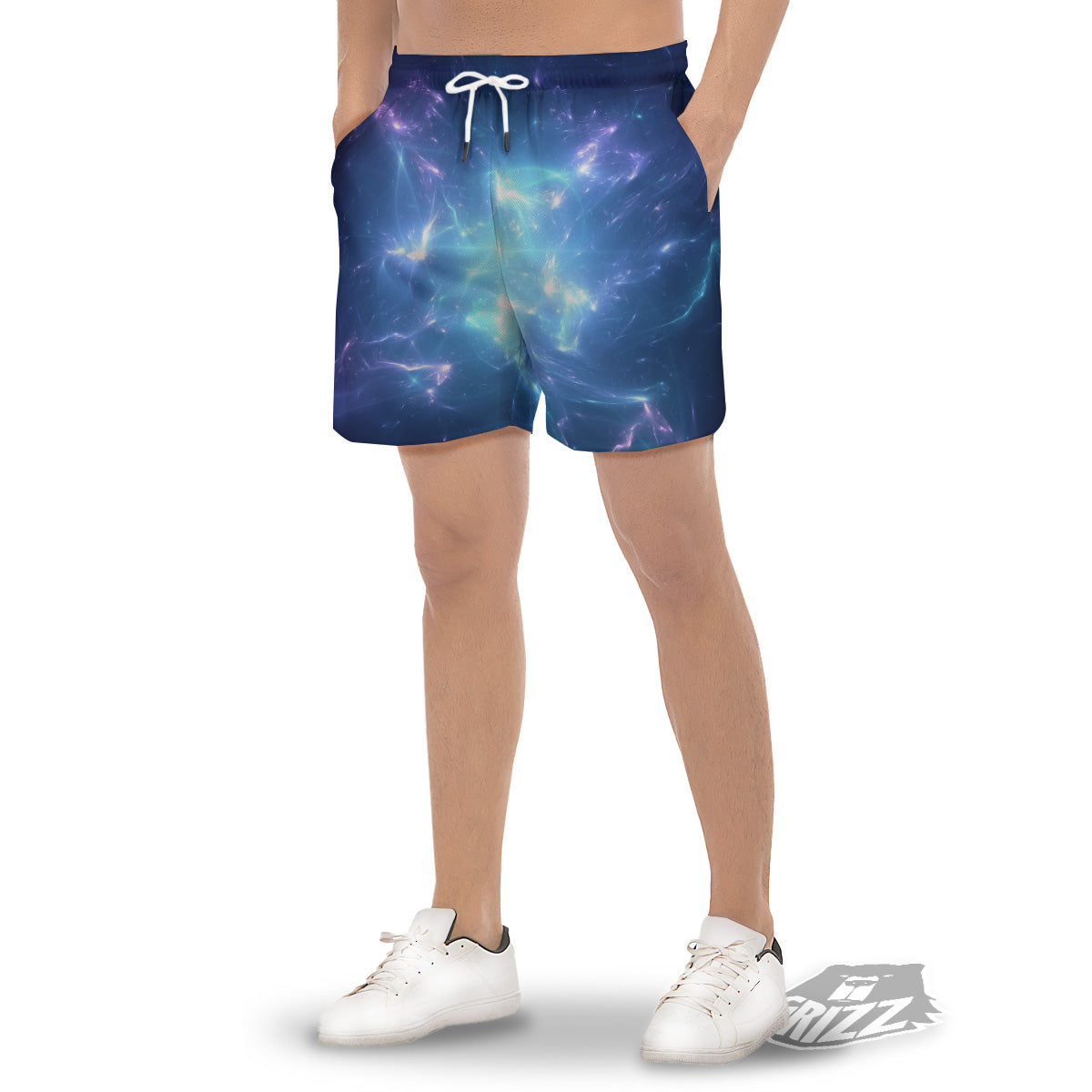 Plasma Blue Print Men's Gym Shorts-grizzshop
