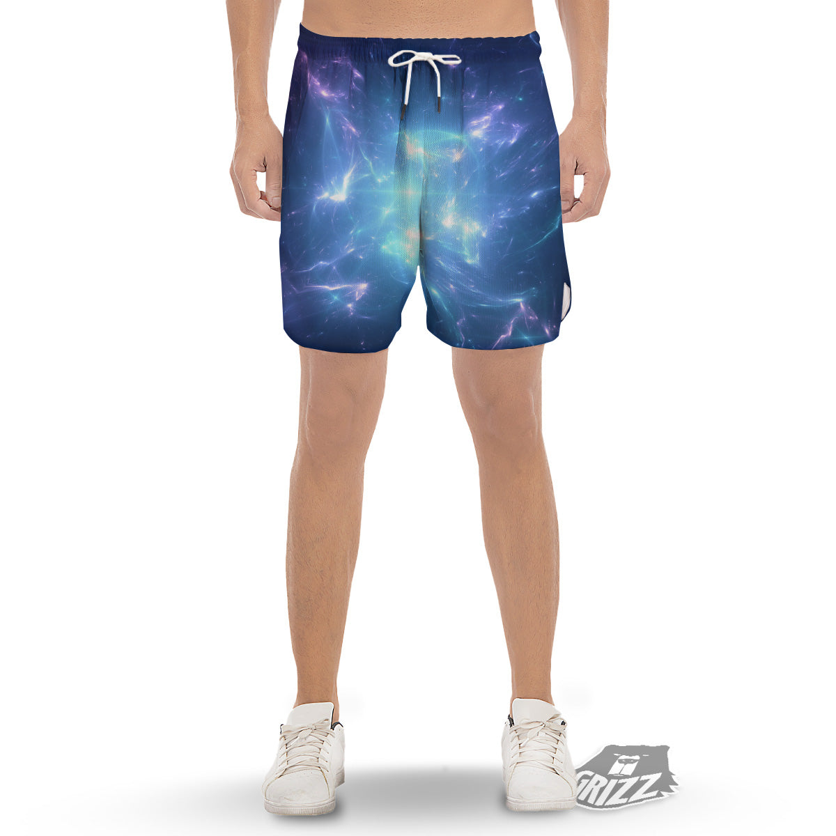 Plasma Blue Print Men's Gym Shorts-grizzshop