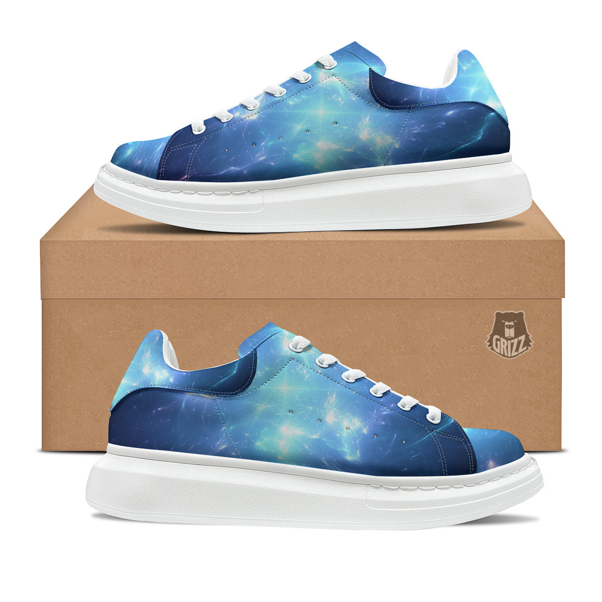 Plasma Blue Print Platform Shoes-grizzshop