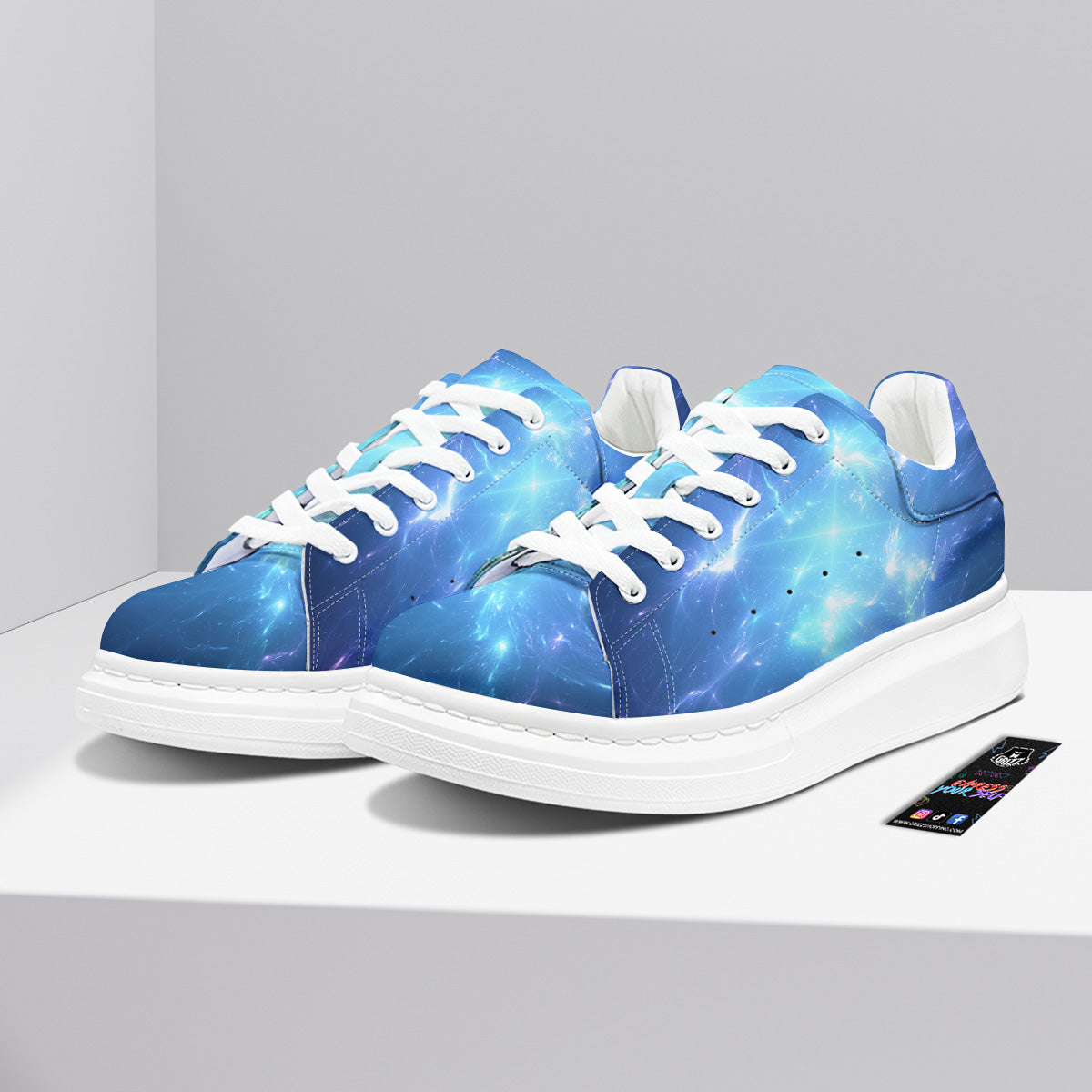 Plasma Blue Print Platform Shoes-grizzshop