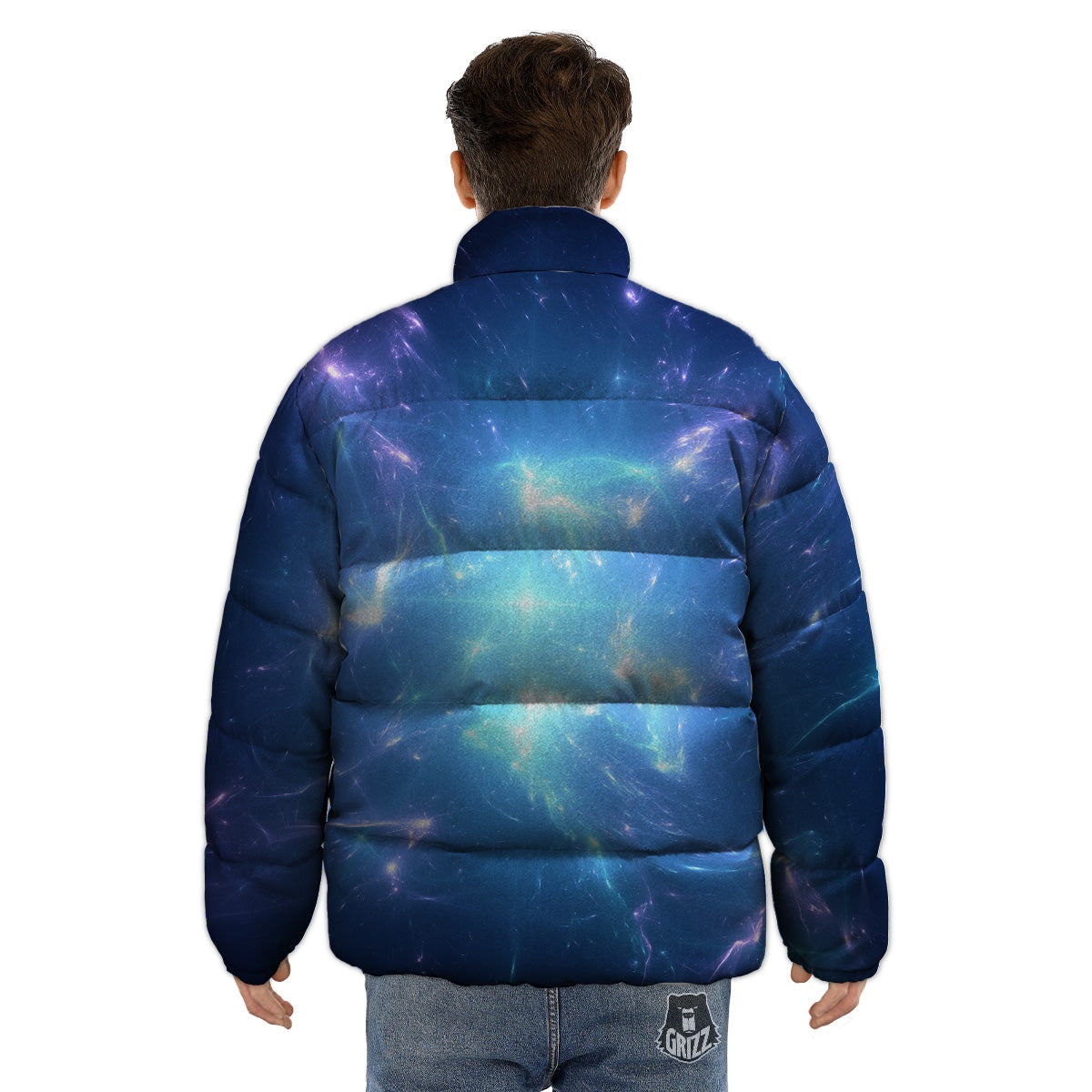 Plasma Blue Print Puffer Jacket-grizzshop