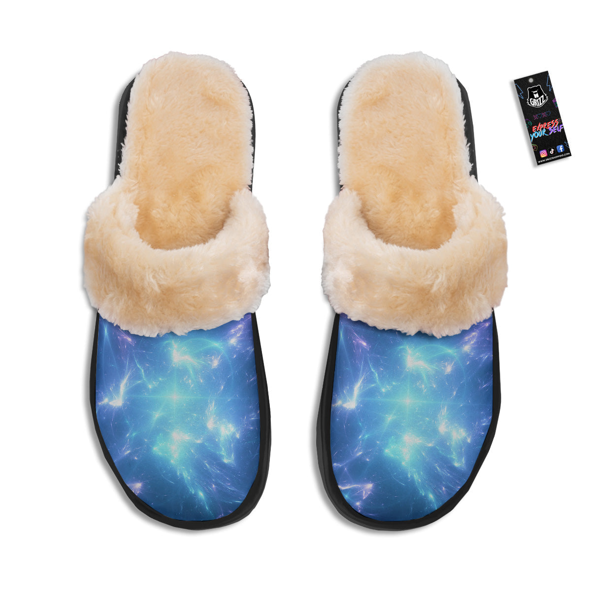 Plasma Blue Print Slippers-grizzshop