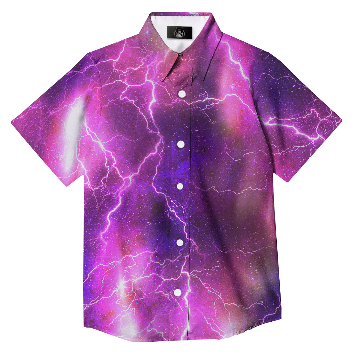 Plasma Lightning Print Button Up Shirt-grizzshop
