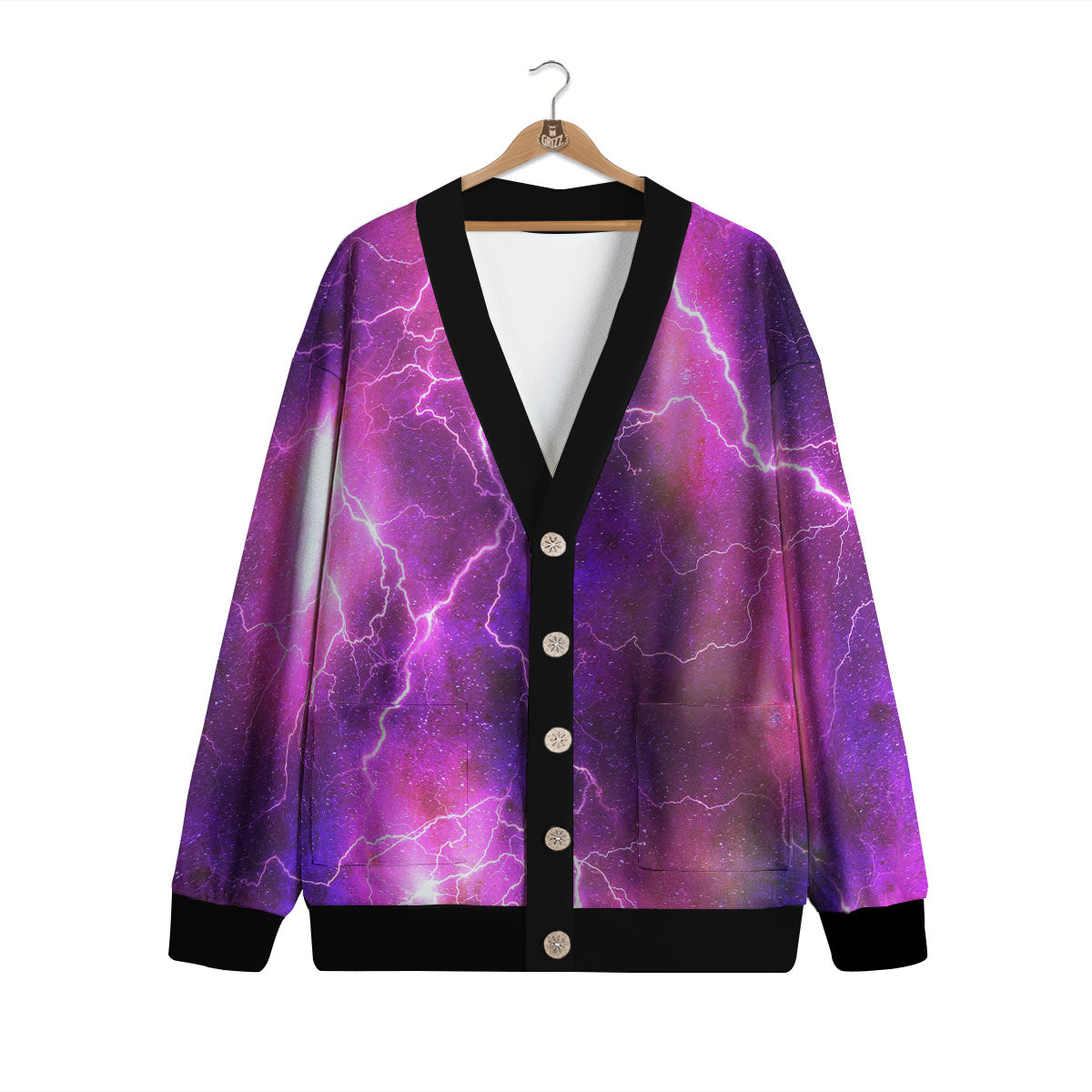 Plasma Lightning Print Cardigan-grizzshop