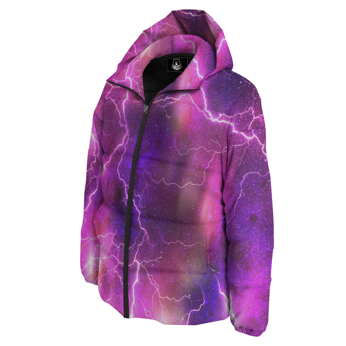 Plasma Lightning Print Down Jacket-grizzshop