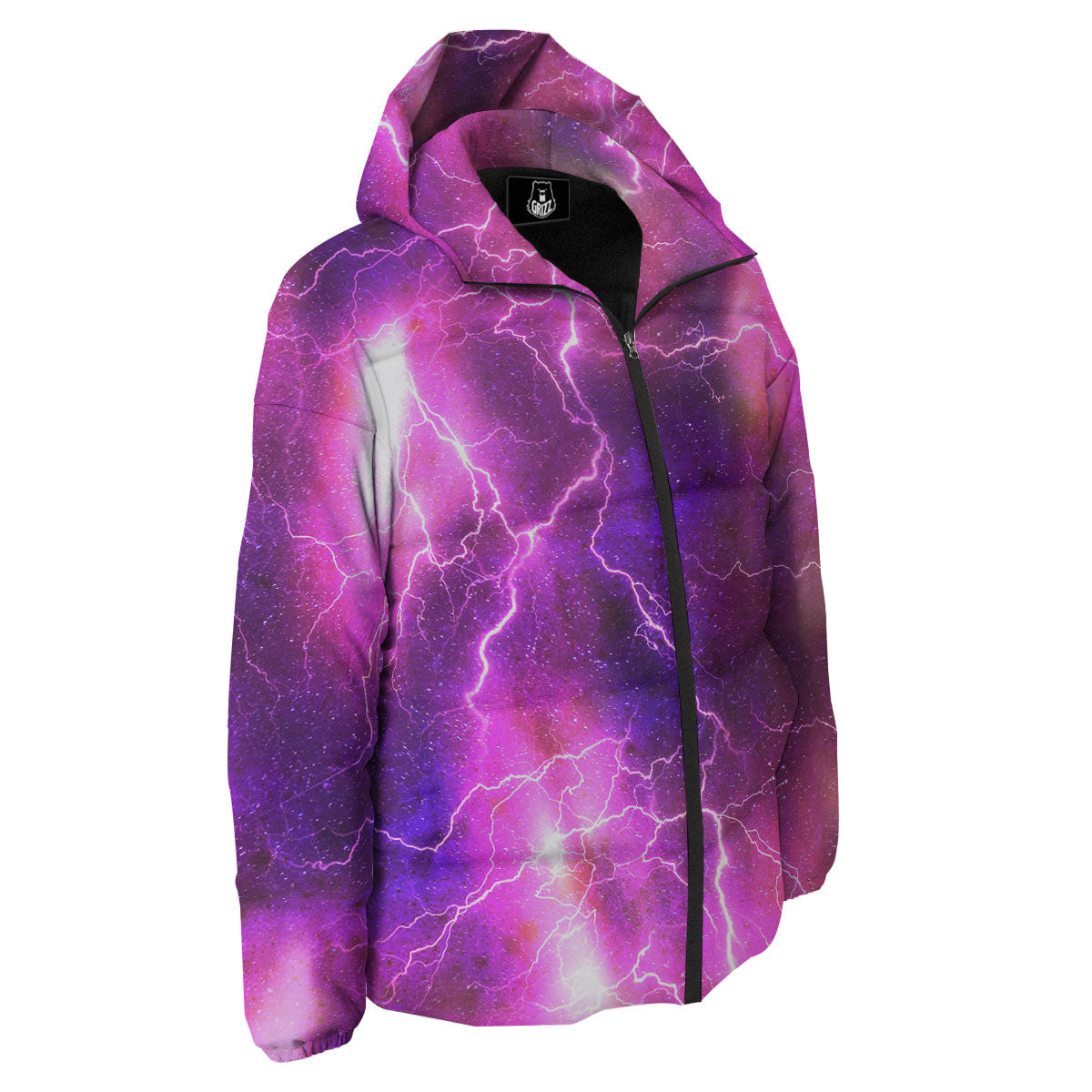 Plasma Lightning Print Down Jacket-grizzshop