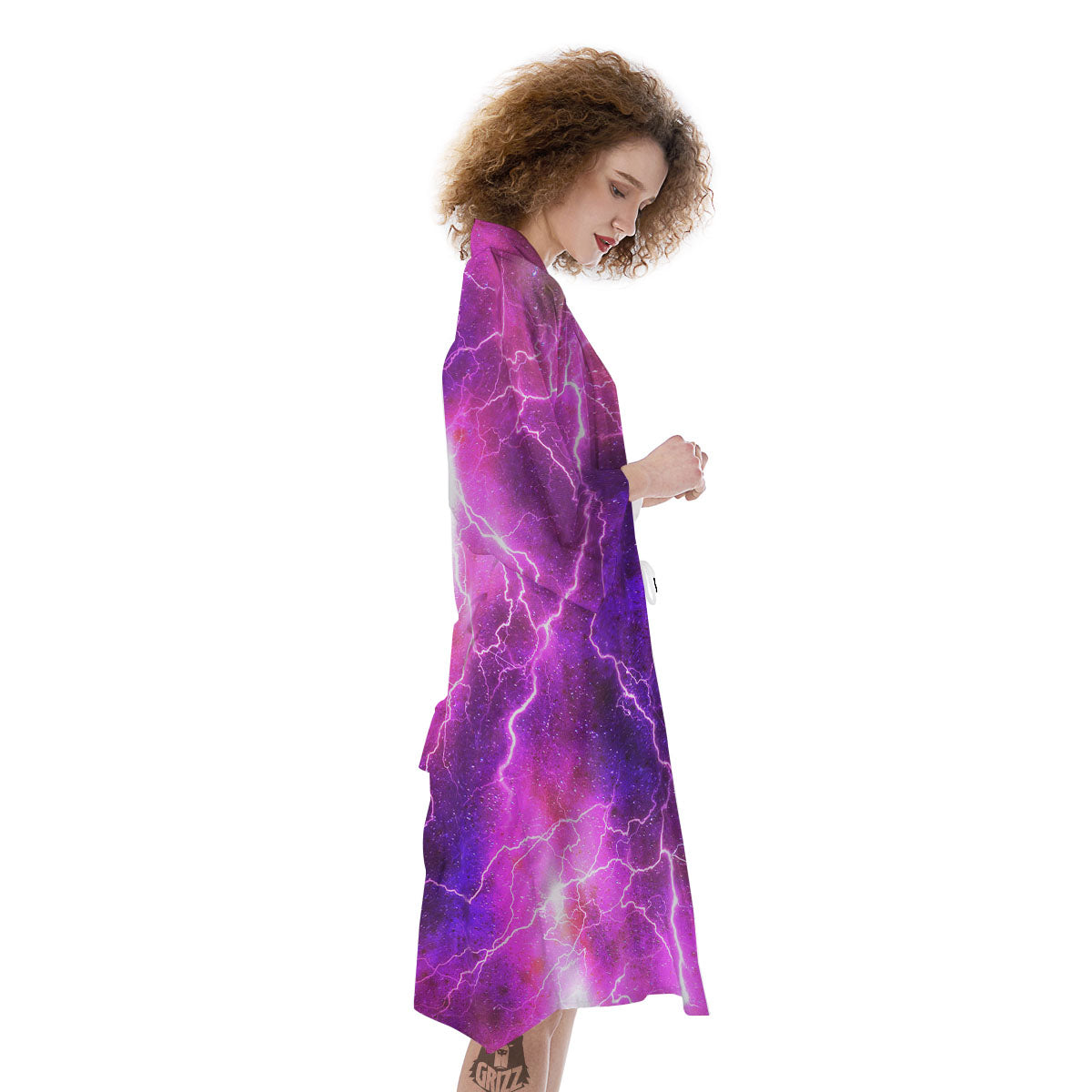Plasma Lightning Print Kimono-grizzshop