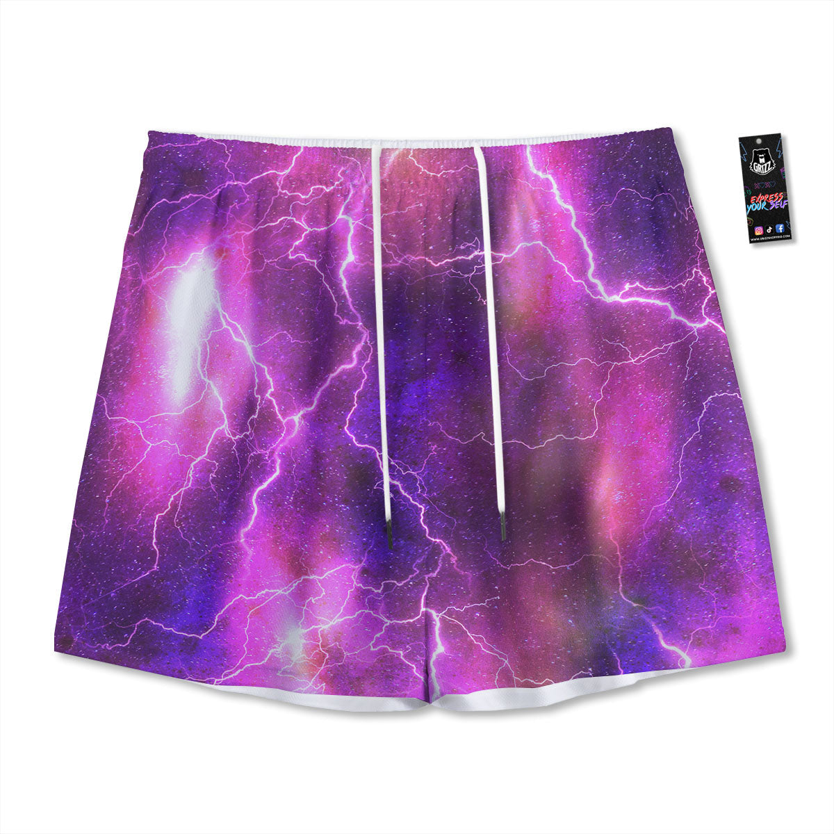 Plasma Lightning Print Mesh Shorts-grizzshop