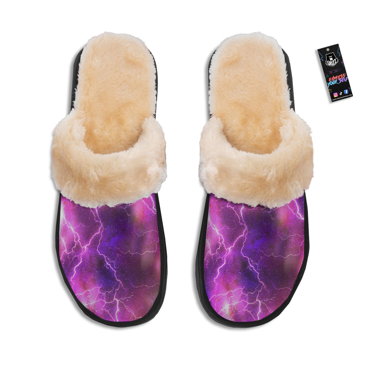 Plasma Lightning Print Slippers-grizzshop