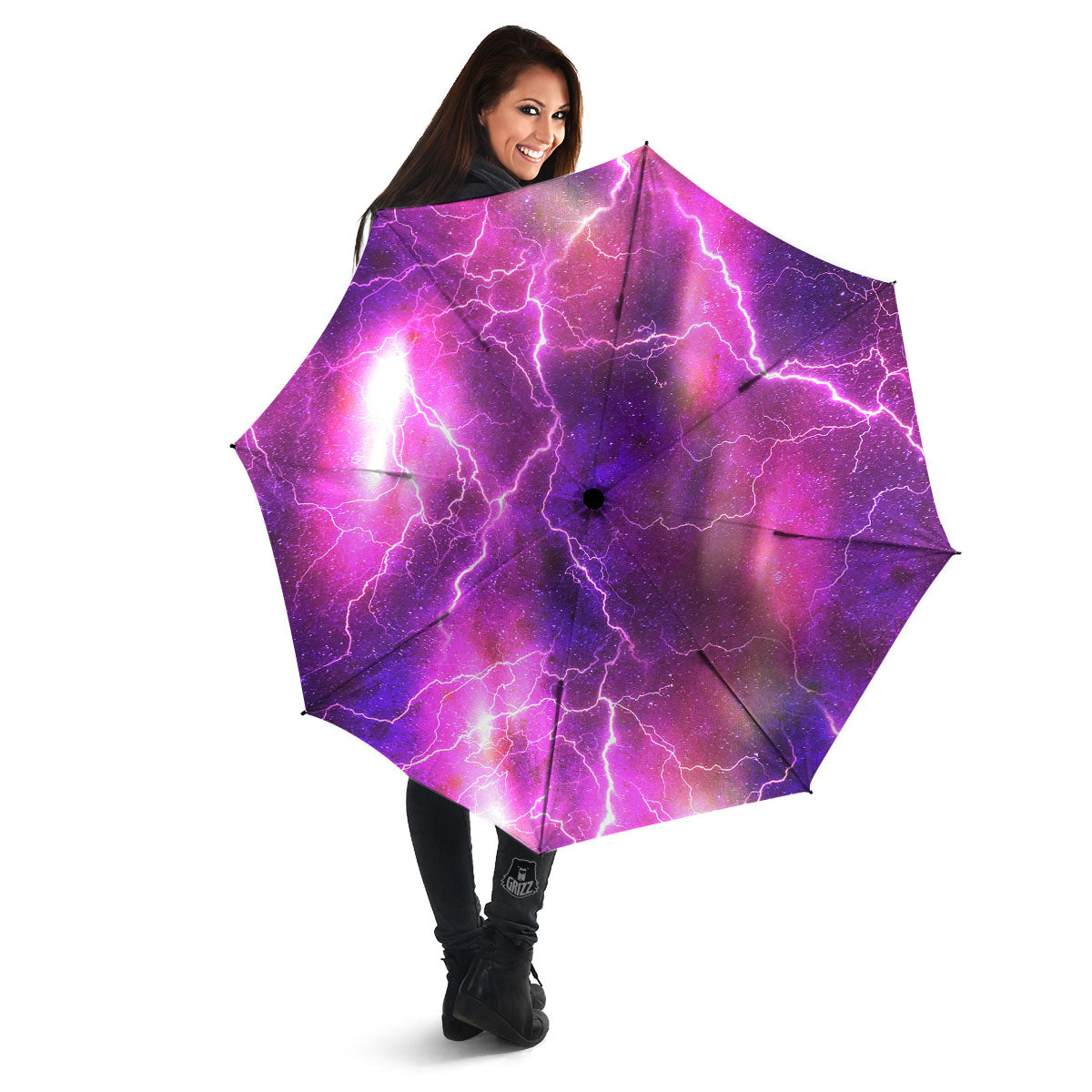 Plasma Lightning Print Umbrella-grizzshop