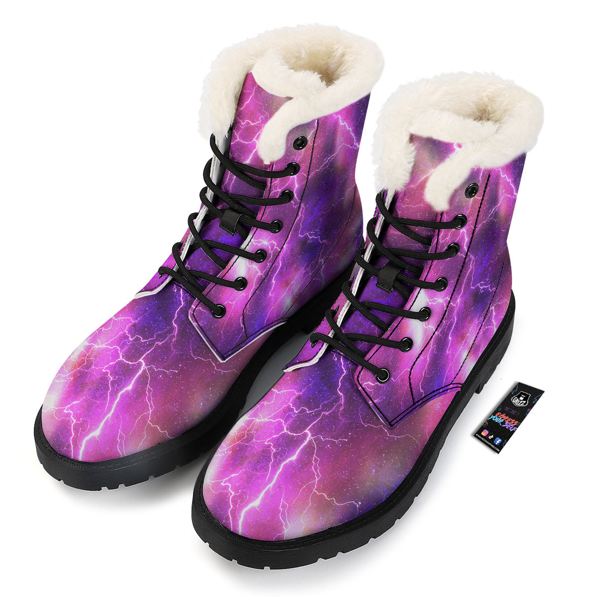Plasma Lightning Print Winter Boots-grizzshop