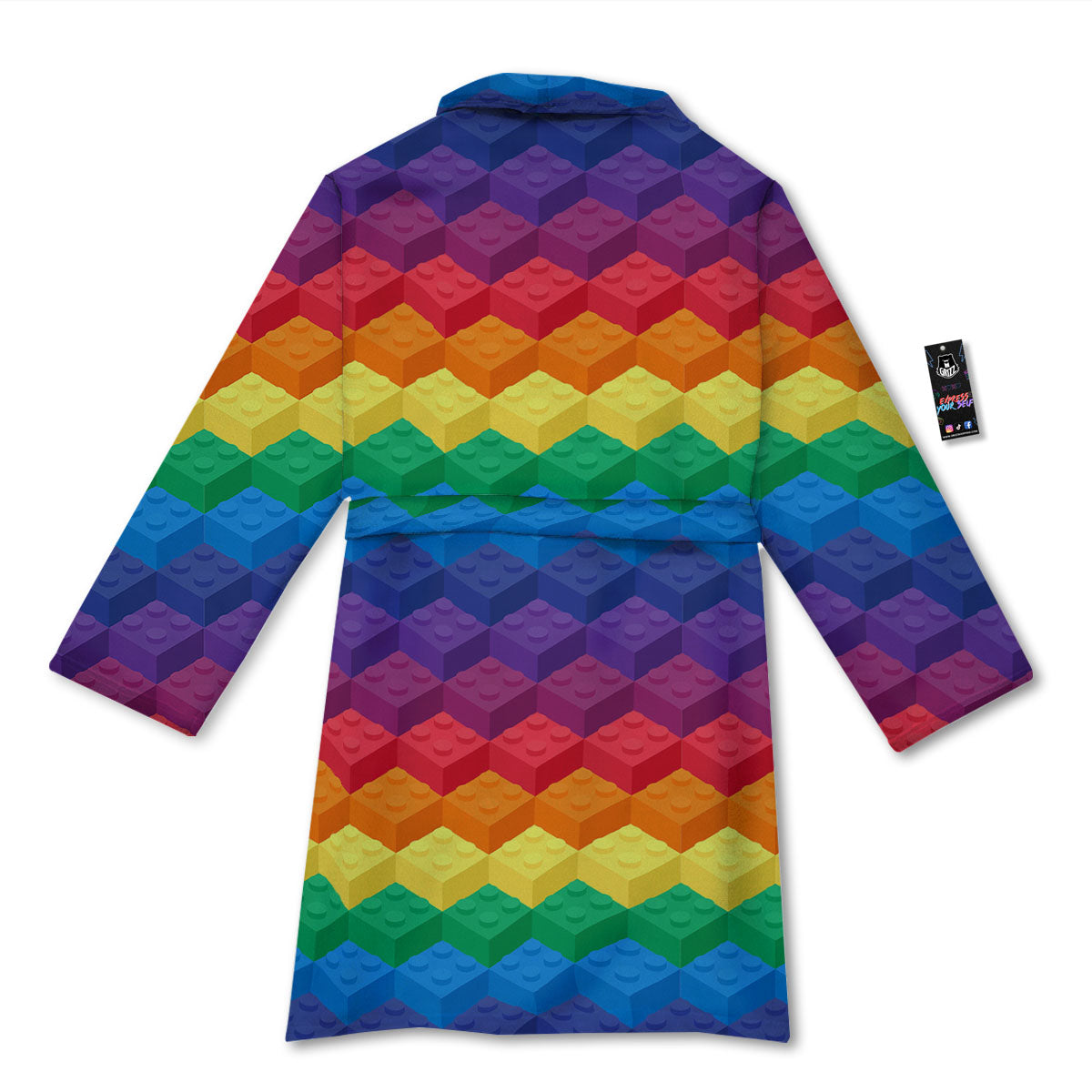 Plastic Blocks Building Print Pattern Bathrobe-grizzshop