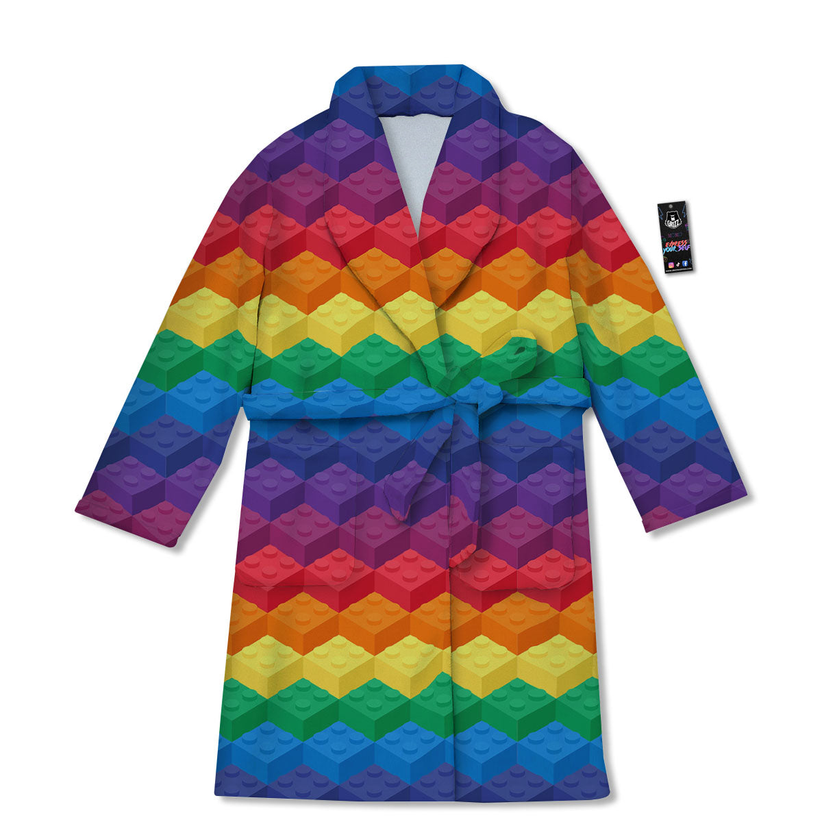 Plastic Blocks Building Print Pattern Bathrobe-grizzshop