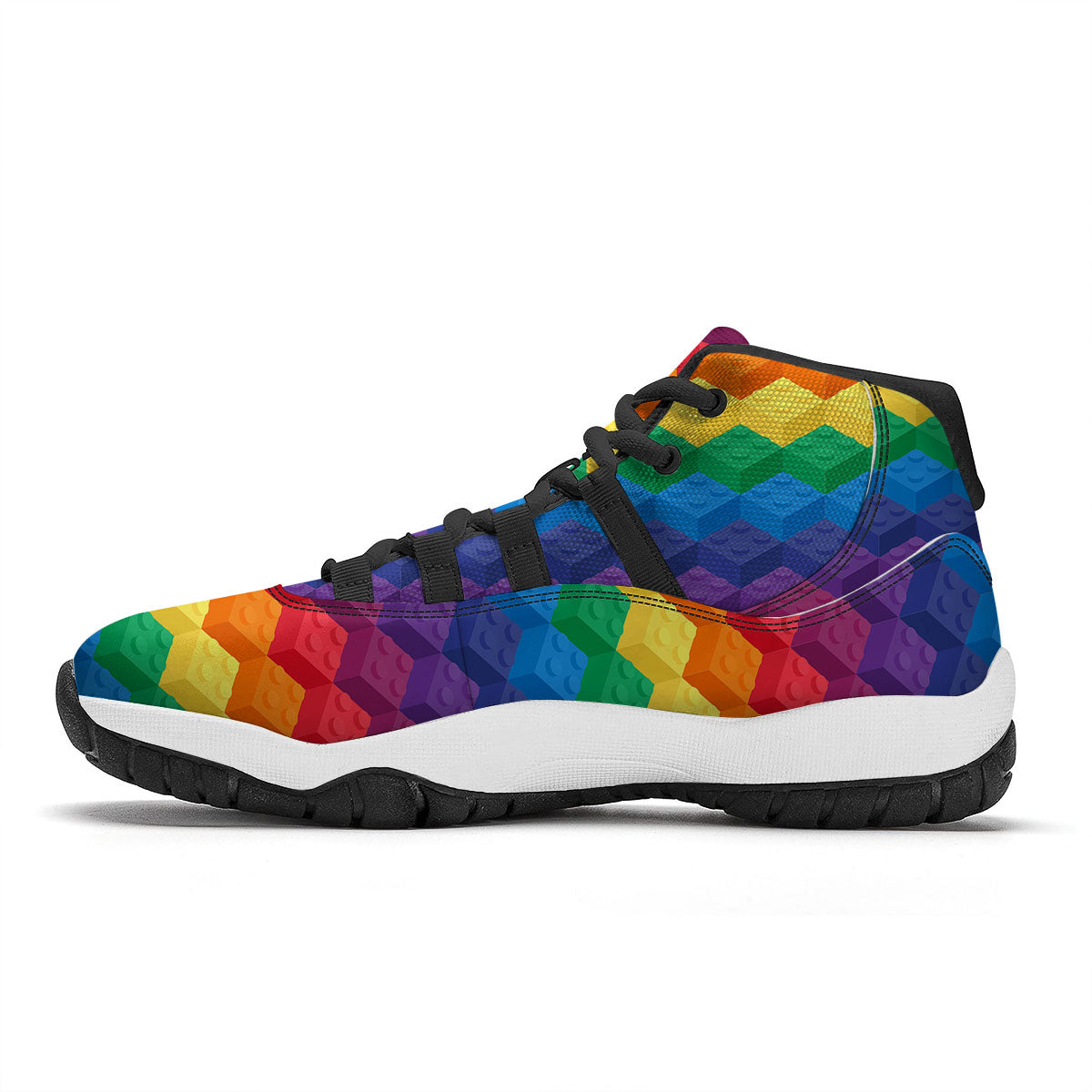 Plastic Blocks Building Print Pattern Black Bball Shoes-grizzshop