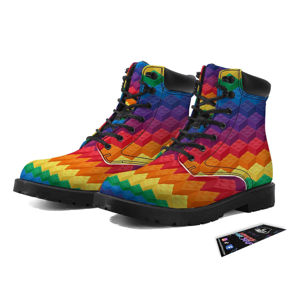 Plastic Blocks Building Print Pattern Boots-grizzshop