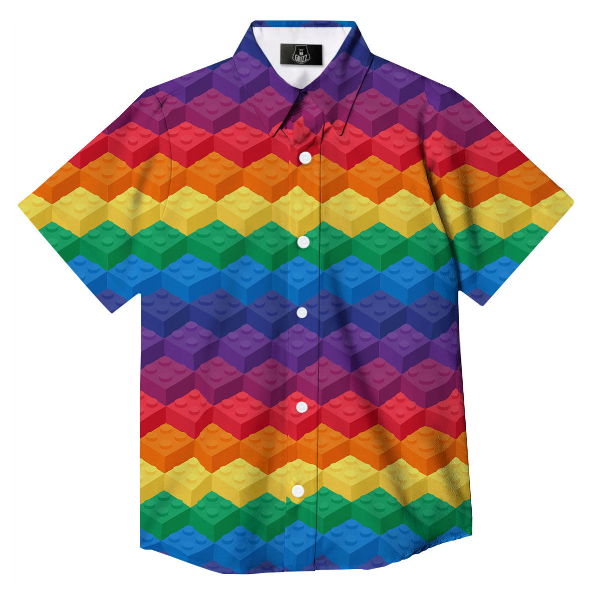 Plastic Blocks Building Print Pattern Button Up Shirt-grizzshop